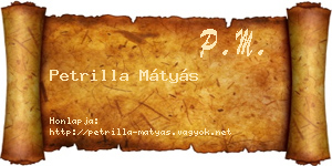 Petrilla Mátyás névjegykártya